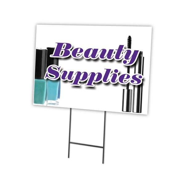 Beauty Supplies Yard Sign & Stake outdoor plastic coroplast window, C-1824-DS-Beauty Supplies